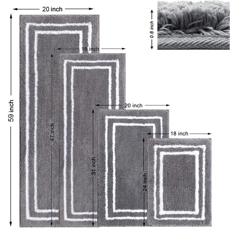 Uphome Gray Bath Mat for Bathroom, 18x24 Modern Bathroom Rug Non Slip Machine Washable, Soft Plush Microfiber Absorbent Bathroom Mat for Tub, Shower, Floor, Sink - Image 2